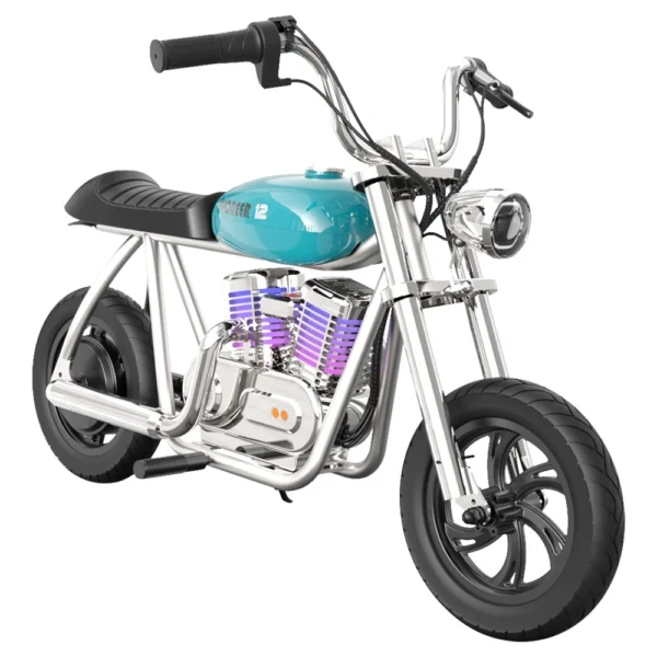 HYPER GOGO Pioneer 12 Plus with App Electric Motorcycle for Kids, 24V 5.2Ah 160W with 12'x3' Tires, 12KM Range, Smoke, Speaker - Image 3