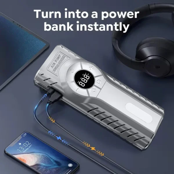 Car Jump Starter Air Pump Power Bank Lighting Portable Air Compressor 22000mAh Cars Battery Starters Starting Auto Tyre Inflator - Image 4