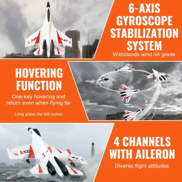 VEVOR SU27 RC Plane 2.4G Remote Control Flying Model Glider Airplane with 2 Batteries Aircraft Foam Toys for Children Gifts - Image 4