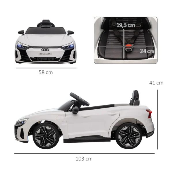 HOMCOM electric car for Kids + 3 years AUDI RS e-tron GT 103x58x41 cm White - Image 3