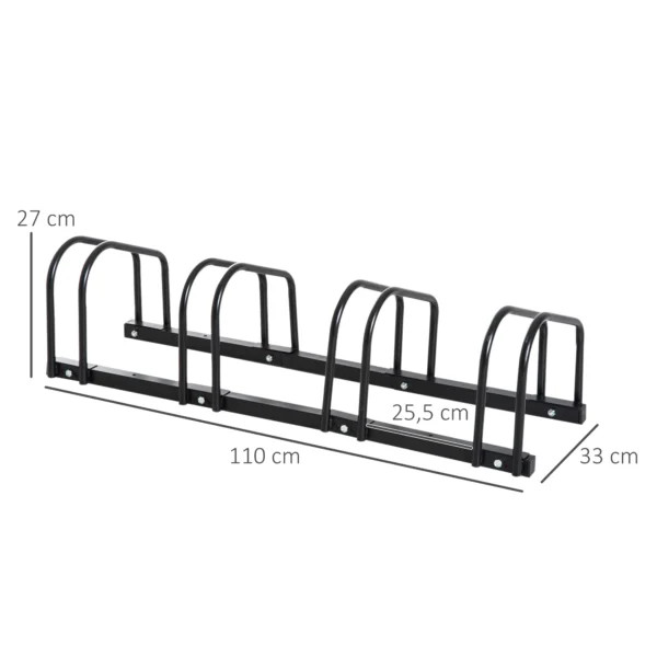 HOMCOM parking for 4 bicycles steel bracket 110x33x27 cm black - Image 3