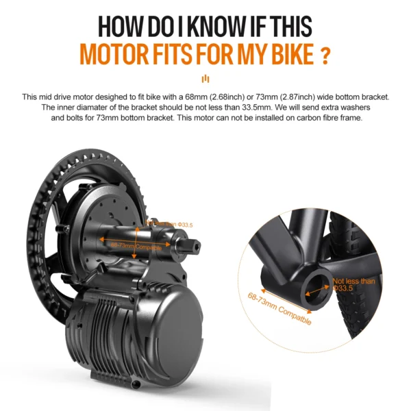 TSDZ8 48V 750W (Peak 1200W) Mid Drive Motor Kit - Torque Sensor Ebike Conversion Kit, Universal Fit for 68-73MM Bottom Bracket - Image 4