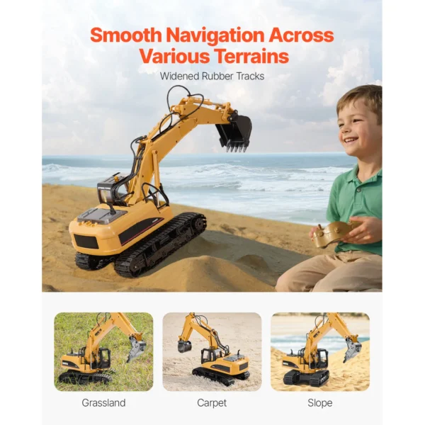 VEVOR 2.4G Remote Control Excavator Dump Truck 3 in 1 RC Model Car Digger Toy with Light & Sound Construction Vehicle for Kid - Image 5