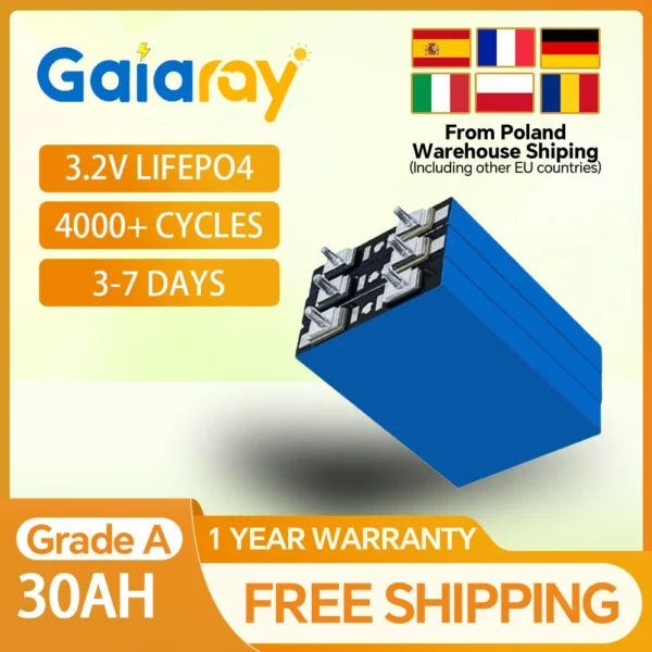 GaiaRay 30Ah 3.2V LiFePO4 Battery