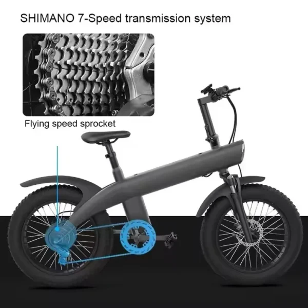 WOYU Q3 PLUS 250W 48V 13Ah 60Km 20" Luxury Electric Bicycle - Image 3