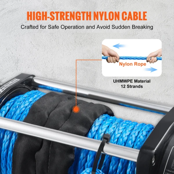 VEVOR 8000 lbs Electric Winch ATV Nylon Rope Winch with Wireless Handheld Remote for Towing Car Trailer Clearance Sale - Image 4