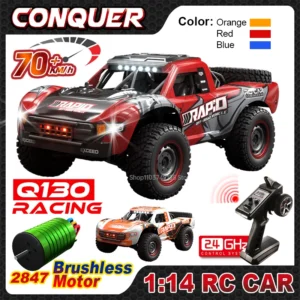 Wltoys Q130 1:14 70 KM/H High Speed 4WD RC Car With LED Light Brushless Motor Cars Remote Controlled Drift Monster Truck Toy
