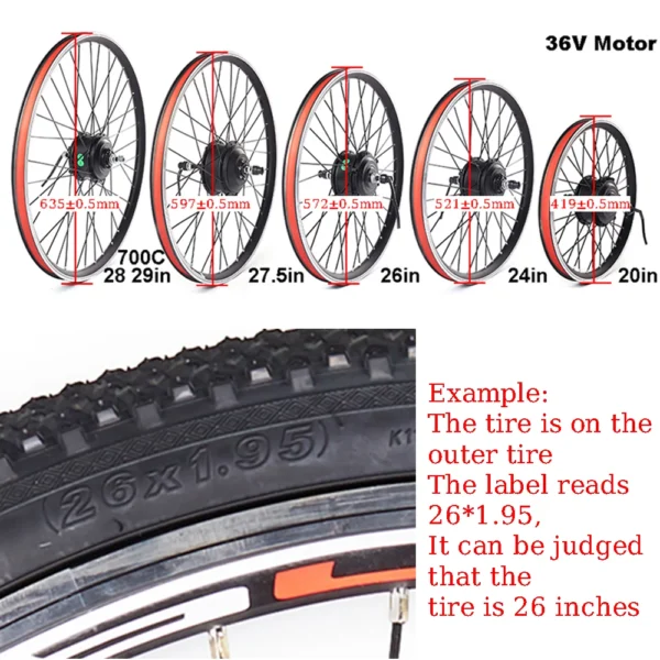 CSC Electric Bike Conversion Kits 36V 250W 350W Front Rear Wheel hub motor 48V 1000W 1500W Electric Bicycle Brushless MTX rim - Image 2