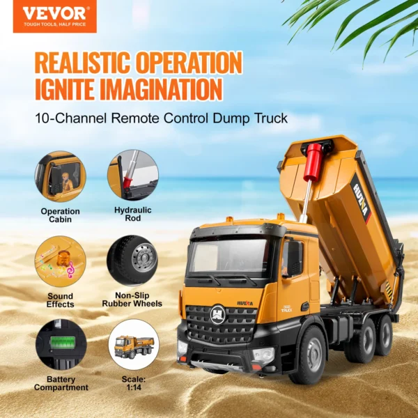 VEVOR RC Excavator Dumper Car Remote Control Engineering Vehicle Crawler Truck Bulldozer Toys for Boys Kids Christmas Gifts - Image 2