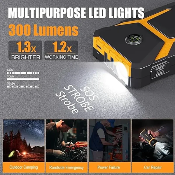 VTOMAN V6 PRO 2000A Car Jump Starter, with LED Light, Fast Charge, for Up 7.0L Gas and 5.0L Diesel Engines, Portable Battery - Image 4
