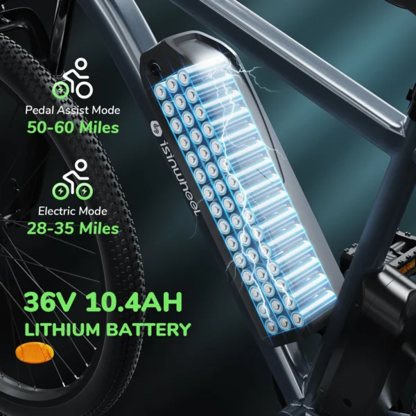 isinwheel M10 500W 36V 10.4Ah >50km/h 31-60km 26" City Electric Bicycle - Image 3