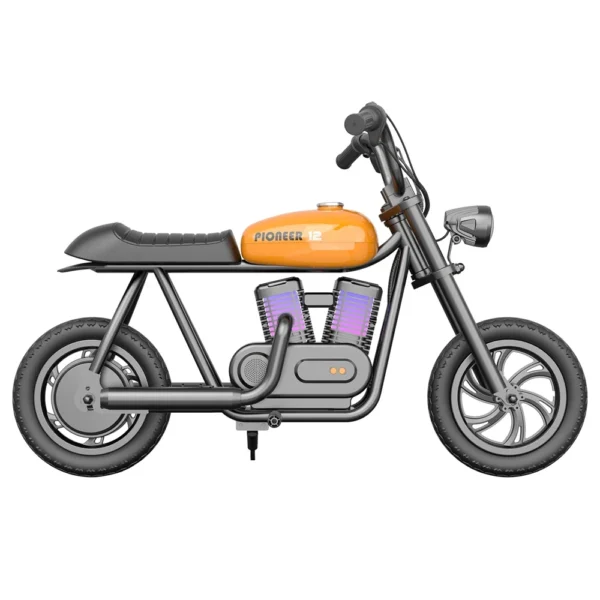 HYPER GOGO Pioneer 12 Plus Electric Chopper Motorcycle for Kids 24V 5.2Ah 160W, 12KM Top Range, Smoke, Bluetooth Speaker, Fender - Image 5