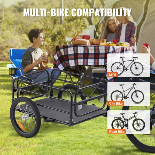 VEVOR 160 lbs Bike Cargo Trailer Foldable Storage Bicycle Wagon Cart with 16" Wheels Safe Reflectors Fits 22"-28" Bike Wheels - Image 6