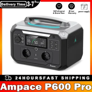 Ampace P600 Pro 1800W Pure Sine Wave 584Wh LiFePO4 Battery 2000 Cycles APP Control 600W Solar Generator For Outdoor Camping