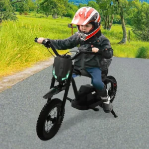 24V Kids Electric Motorcycle 150W 7.5MPH LED Lights Dual Speed for Ages 6+ 143lbs Capacity