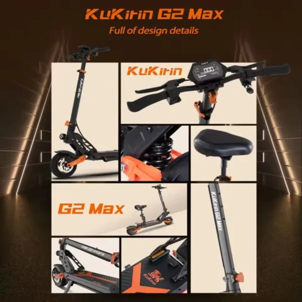 KuKirin G2 MAX Adult Electric Scooter 48V20.8Ah Battery Peak 1200W Motor 55KM/H Speed 80KM Max Range 10"Tires Foldable E-Scooter - Image 4