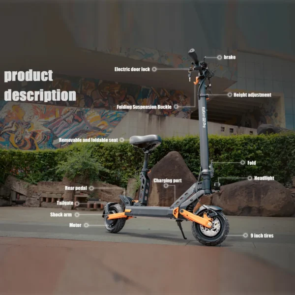 KuKirin G2 Pro 1000W 48V 15.6Ah 45KM/H 58KM 9" Off-Road Kick Scooter - Image 5