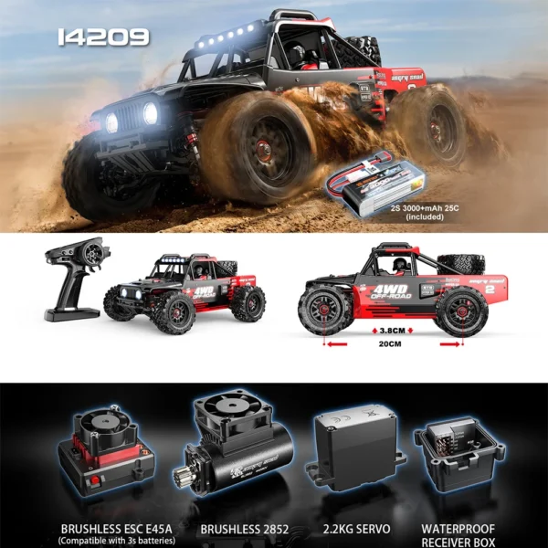 Hyper Go MJX 14210 V2.0 1/14 RC Car 55KM/H High Speed Brushless 2.4G Remote Control 4WD Off-road Racing RC Truck Electric Toy - Image 4