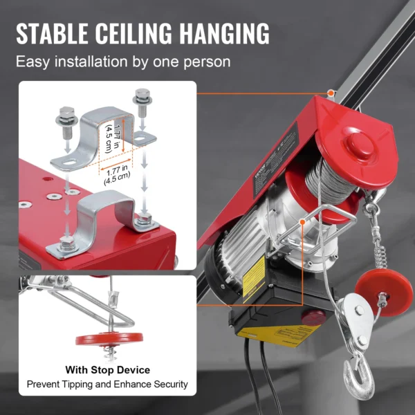 VEVOR 1320 lbs Electric Hoist Crane with 328 ft Wireless 40 ft Single Cable Lifting Height Electric Winch Lift Hoist for Factory - Image 5