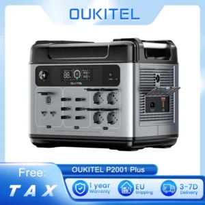 OUKITEL P2001 Plus Portable Power Station, 2400W AC Output 2048Wh LiFePO4 Battery 13 Outlets 80% Charge in 1Hr Smart APP Control