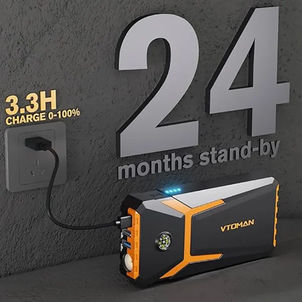 VTOMAN V6 PRO 2000A Car Jump Starter, with LED Light, Fast Charge, for Up 7.0L Gas and 5.0L Diesel Engines, Portable Battery - Image 5