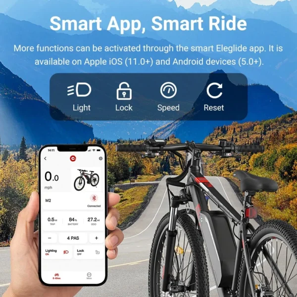 Eleglide M2 Electric Bikes 27.5" And 29" 250W Motor 36 V15AH 125km Range App Control Electric Bicycles Cheap Electric Bike - Pilt 2