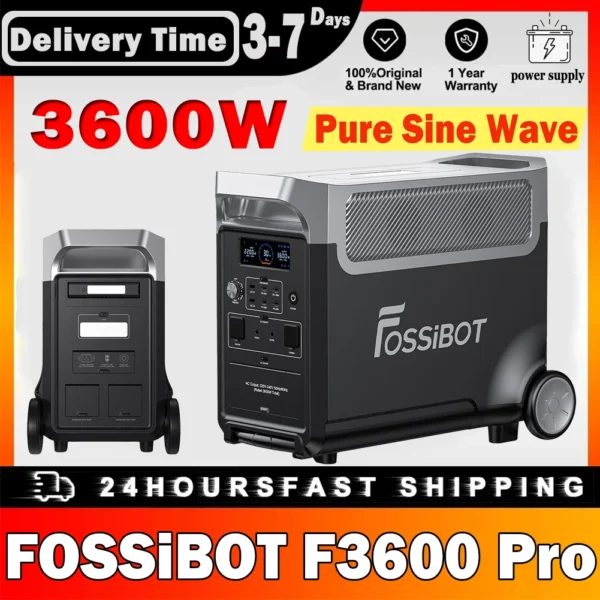 Fossibot F3600 Pro 3600W Pure Sine Wave Power Station 13 Output Ports 11520Wh Expansion App Control Energy Storage Power Station Solar Charge 1.5H Full Charge