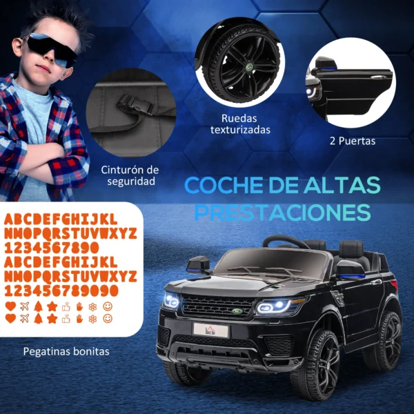 HOMCOM 3-6 year old kids electric car with 2 motors and remote Control 12V 110x68x52 cm black - Image 4