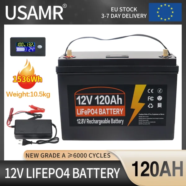 USAMR 120Ah 12V LiFePO4 Battery - Image 2