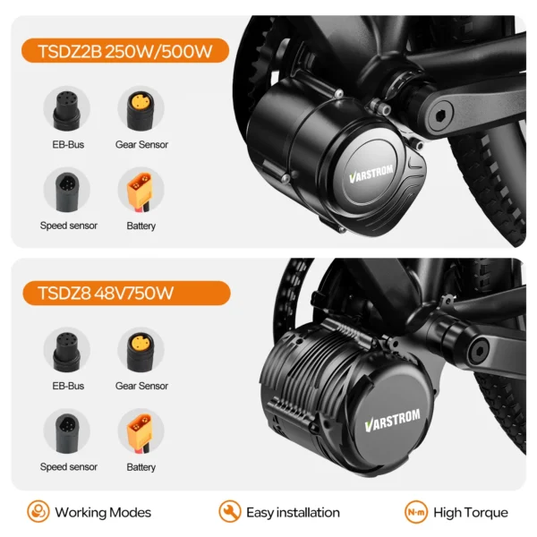 Tongsheng TSDZ8 TSDZ2B 250W 500W 750W Ebike kit 36V 48V Engine Torque Sensor Mid Motor With Ebike Lithium 17.5Ah 20Ah Battery - Image 2
