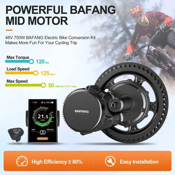 BAFANG 48V 750W 68MM 73MM 100MM Mid Motor Kit 8Fun BBS02B Electirc Ebike Conversion Kit With 20Ah 17.5Ah Hailong Battery Pack - Image 3