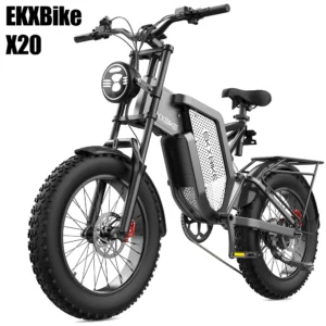 EKXBike Electric Bike X20 2000W Powerful Motor 48V35AH Men's Road EBike 20" Fat Tire Mountain Moped Electric Bicycle For Adults