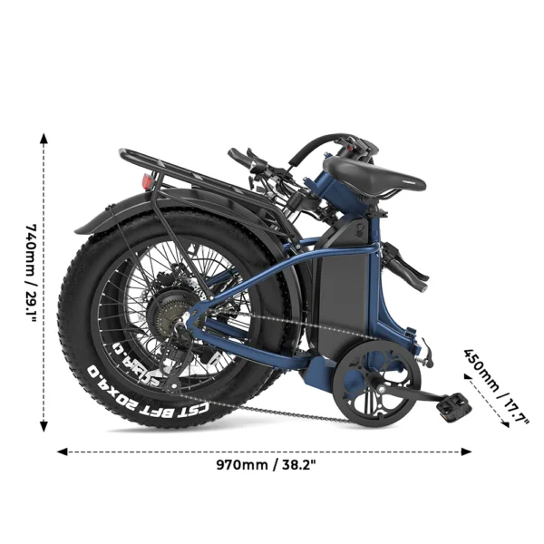Touroll S2 Adult Bikes 20" 250W Motor Electric Bikes 25km/h 720Wh Battery 120km Range 48V 15Ah Electric Bicycles - Image 3
