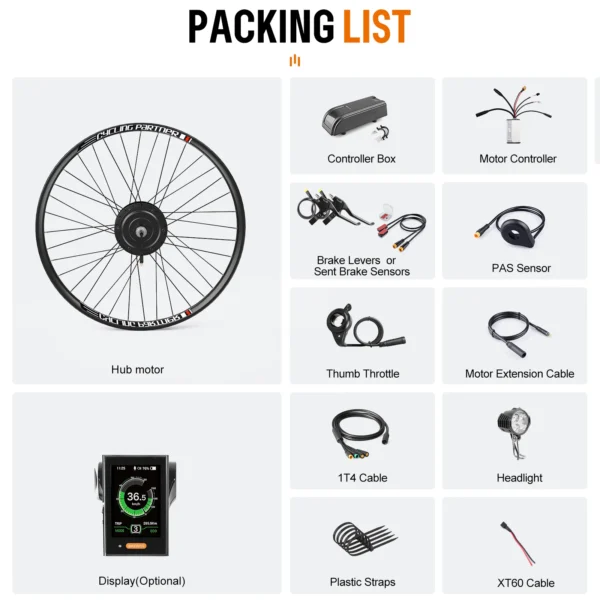 Bafang Wheel Hub Motor 48V 500W (Peak 750W) electric bicycle Conversion Kit 26 27.5 28 29 700C Rear Brake Disc Brake eBike Set - Pilt 6
