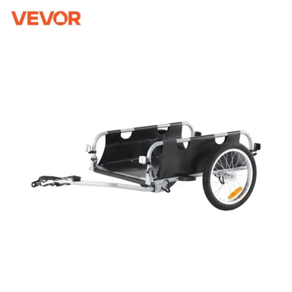 VEVOR 100 lbs Bike Cargo Trailer Foldable Bicycle Wagon Storage Cart with 16" Wheels & Safe Reflectors Fits 22"-28" Bike Wheels