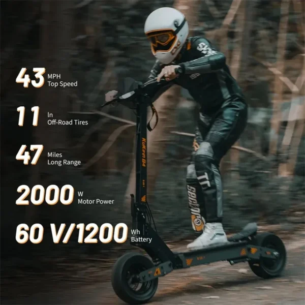 KuKirin G4 2400W 60V 20Ah 70km/h 75km 11" Off-Road Folding Scooter - Image 5