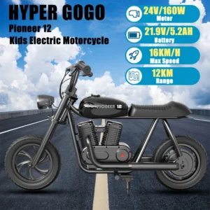 HYPER GOGO Pioneer 12 Kids Electric Motorbike 160W 24V 5.2Ah 12 Inch Tire Children's Electric Motorcycles Electric Scooter Bike