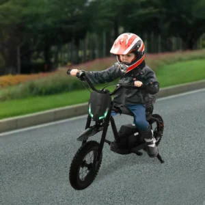 150W Electric Motorcycle for Kids W/ LED lights, 12 INCH Mini Electric Dirt Bike, 24V 3.0AH Battery Powered Motorcycle