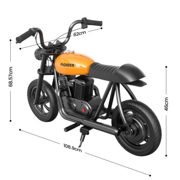 HYPER GOGO Pioneer 12 Electric Chopper Motorcycle for Kids 24V 5.2Ah 160W with 12'x3' Tires, 8/12/16 km/h Speed, 12 km Max Range - Image 6