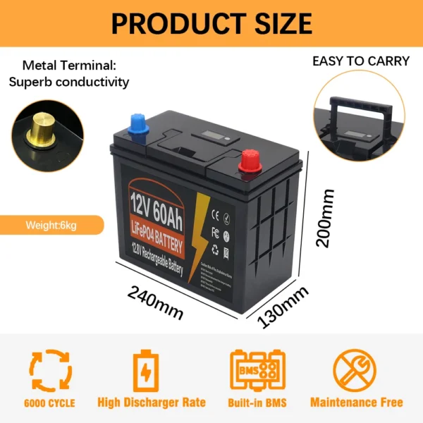 USAMR 60Ah 12V LiFePO4 Battery - Image 4