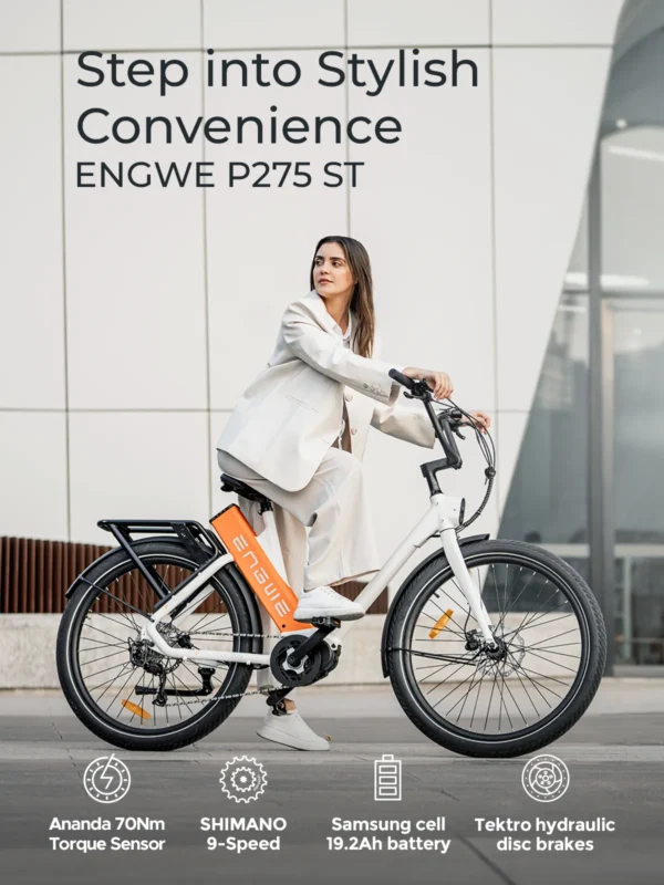 ENGWE P275 ST Adult Electric Bicycle 250W 36V 19.2Ah 100Km Max Range Ebike 32Km/H Ipx6 Oil Brake All-Terrain Tire Electric Bike
