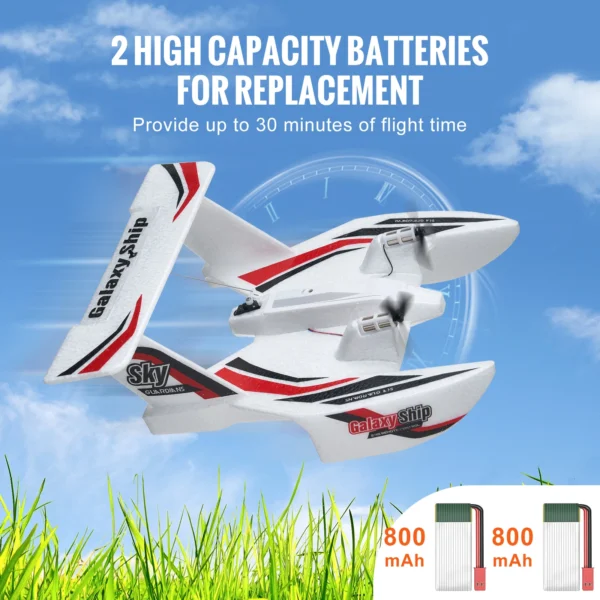 VEVOR EPP Foam RC Plane 2.4G 3CH Radio Control Aircraft Sea And Air RC Glider Water Land Flying Airplane Toys Gift For Boys - Image 4