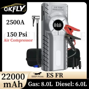 Car Jump Starter Air Pump Power Bank Lighting Portable Air Compressor 22000mAh Cars Battery Starters Starting Auto Tyre Inflator