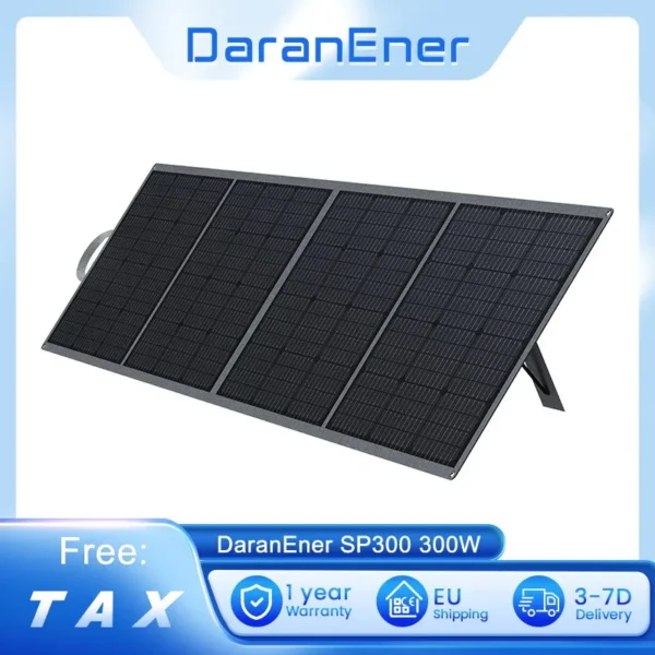 DaranEner SP300 300W Foldable Solar Panel, Adjustable Stand, 22.0% Photoelectric Conversion Efficiency, Monocrystalline Silicon
