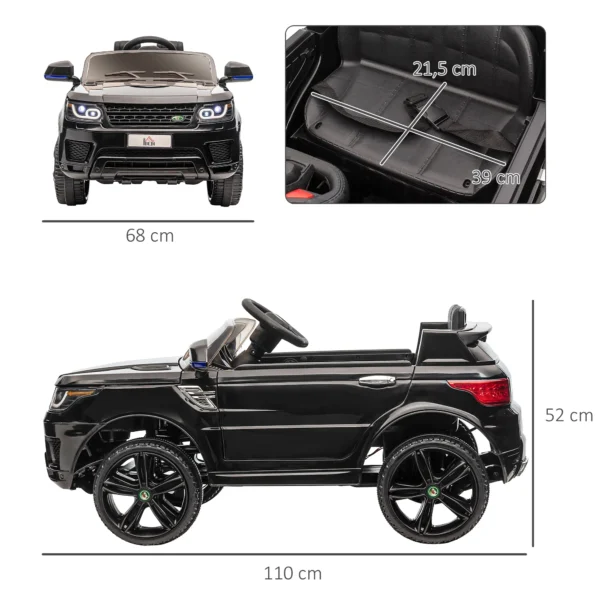 HOMCOM 3-6 year old kids electric car with 2 motors and remote Control 12V 110x68x52 cm black - Image 3