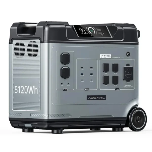 OUKITEL Abearl P5000 Portable Power Station 5120Wh LiFePO4 5x2200W AC Outlets 1800W Fast AC Charging 15 Outputs with Wheels - Image 3