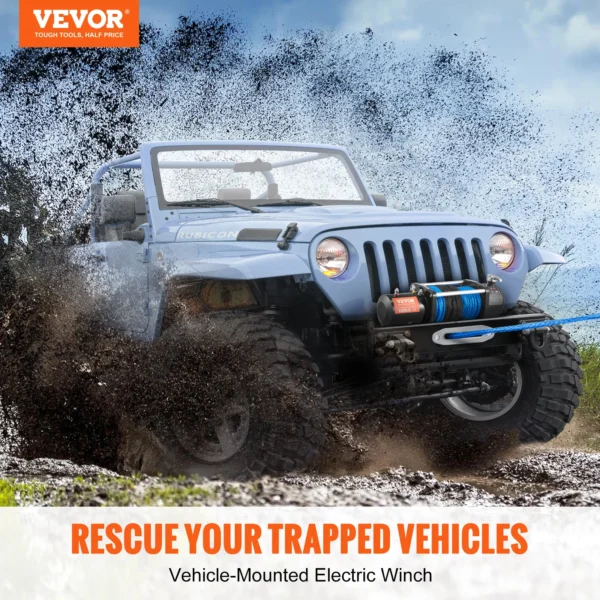 VEVOR 8000 lbs Electric Winch ATV Nylon Rope Winch with Wireless Handheld Remote for Towing Car Trailer Clearance Sale - Image 2