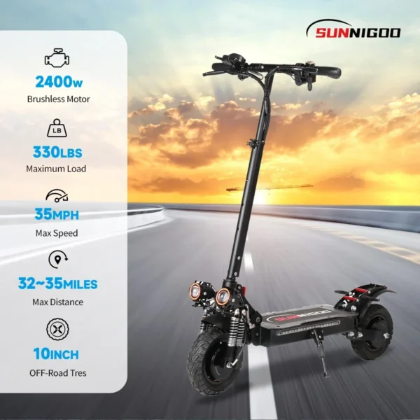 SUNNIGOO X6 X6PRO 2400W 48V 21Ah 60km/h 60-80km 10" Two-wheel Scooter - Image 2