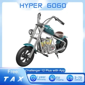 HYPER GOGO Challenger 12 Plus with App Electric Motorcycle for Kids 12inch Pneumatic Tires Bluetooth Speaker Fog16km/h Max Speed