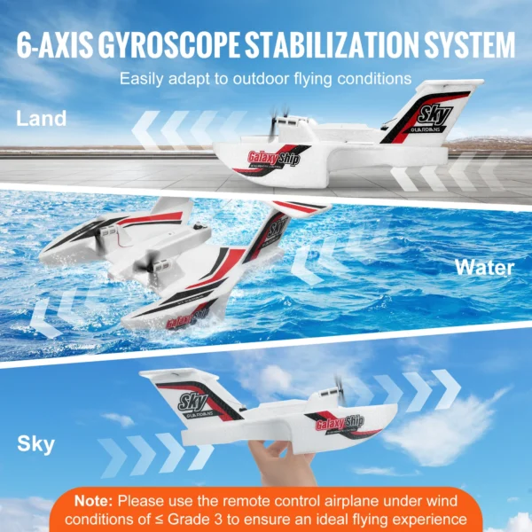VEVOR EPP Foam RC Plane 2.4G 3CH Radio Control Aircraft Sea And Air RC Glider Water Land Flying Airplane Toys Gift For Boys - Image 3